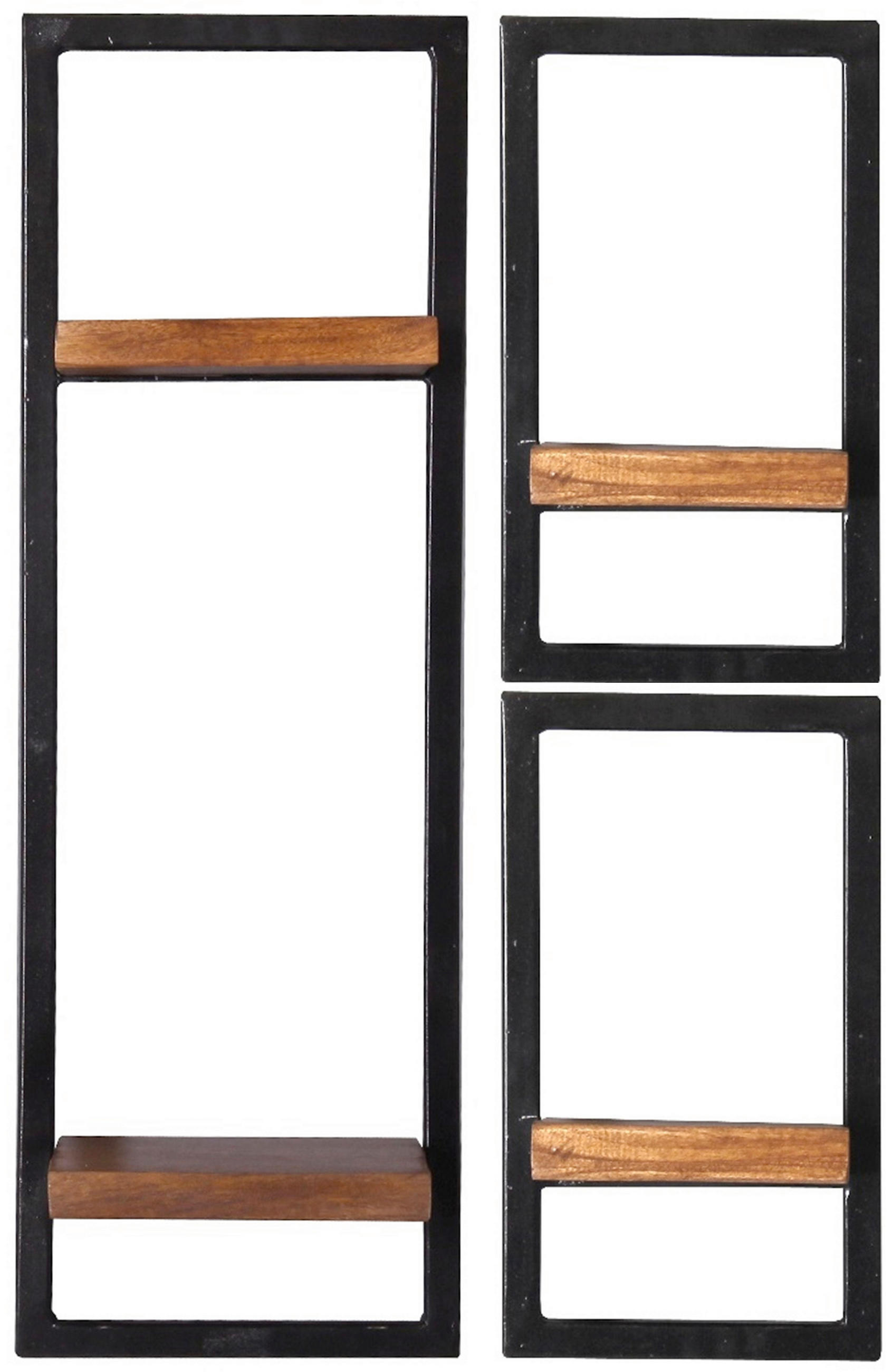 WANDREGALSET 50/75/25 cm  - Schwarz/Naturfarben, Design, Holz/Metall (50/75/25cm) - MID.YOU