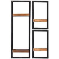 WANDREGALSET 50/75/25 cm  - Schwarz/Naturfarben, Design, Holz/Metall (50/75/25cm) - MID.YOU