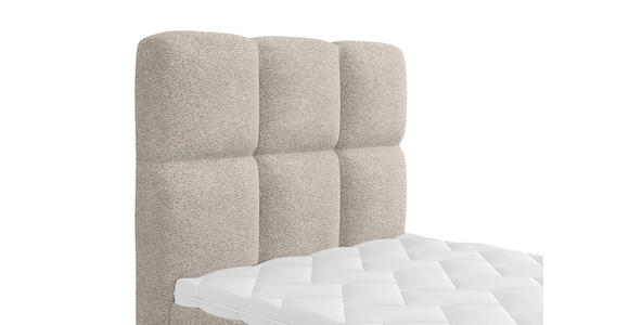 BOXBETT 90/200 cm,  in Taupe, gepolstertes Kopfteil, Bettkasten, Topper, H3 = fest  - Taupe/Schwarz, Design, Holzwerkstoff/Kunststoff (90/200cm) - Xora