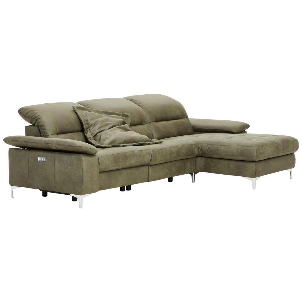 Thumbnail - Pure Home Comfort Ecksofa, Olivgrün, Textil, 3-Sitzer, Füllung: Polyetherschaumkern, L-Form, 280x184 cm, Typenauswahl, F...