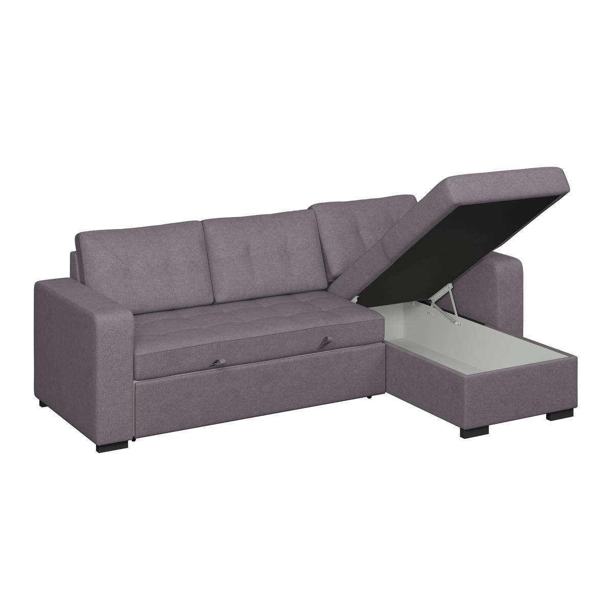ECKSOFA Mikrofaser, Struktur Dunkelgrau  - Dunkelgrau/Schwarz, Trend, Textil/Metall (239/160cm) - MID.YOU