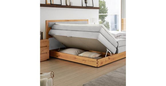 BOXSPRINGBETT 180/200 cm in Silberfarben, Eichefarben - Eichefarben/Silberfarben, KONVENTIONELL, Holz/Holzwerkstoff (180/200cm) - Valnatura