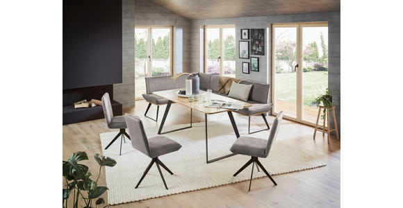 ECKBANK 223/163 cm in Schwarz, Eichefarben, Hellbraun - Hellbraun/Eichefarben, Design, Holz/Textil (223/163cm) - Voleo