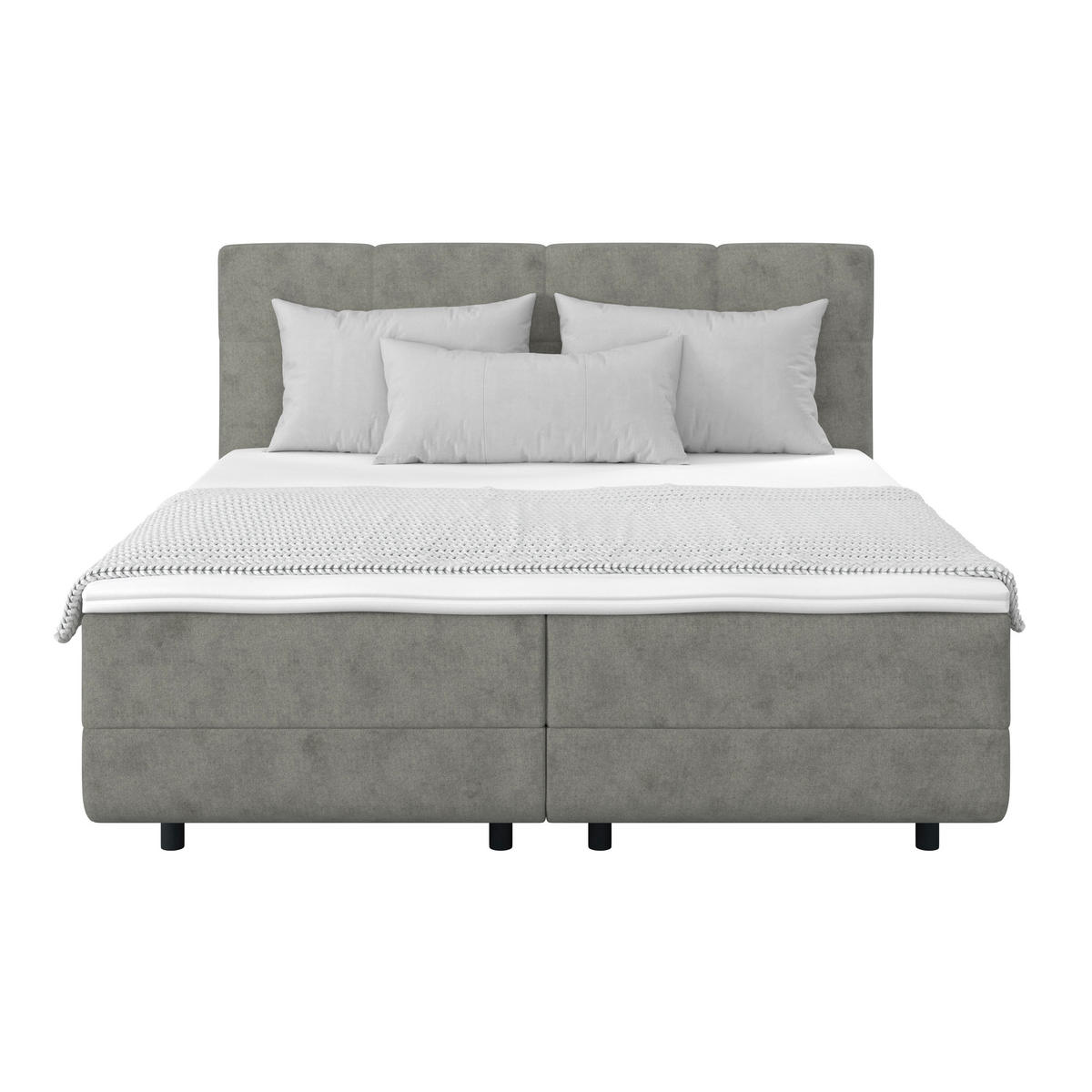 POLSTERBETT Bettkasten, Topper 180/200 cm  in Grau  - Schwarz/Grau, MODERN, Kunststoff/Textil (180/200cm) - MID.YOU