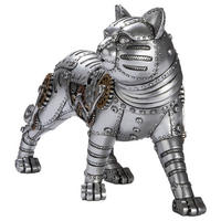 DEKOKATZE - Silberfarben/Schwarz, Basics, Kunststoff (35/23/11cm)