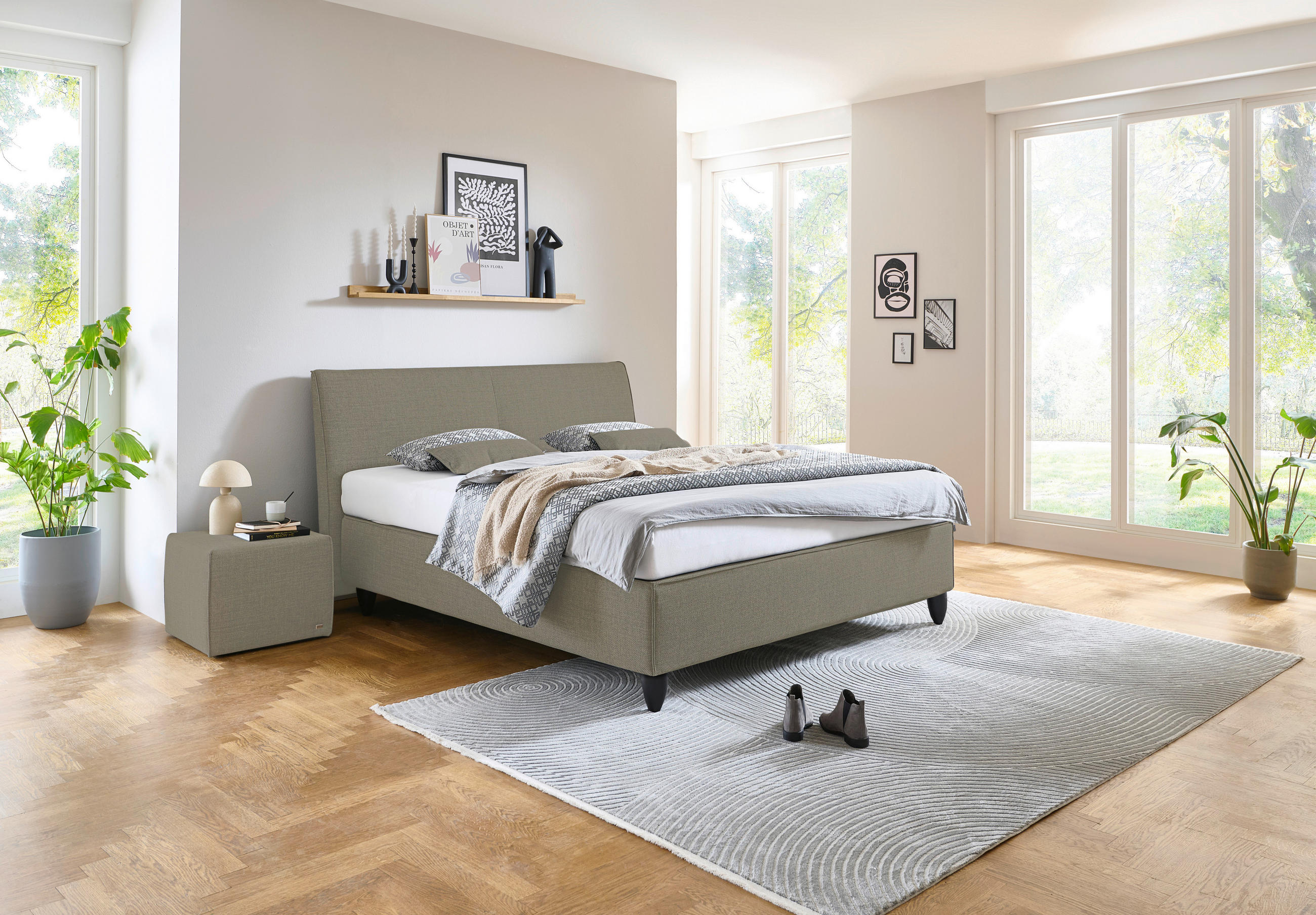 BOXSPRINGBETT 180/200 cm  in Beige  - Beige/Schwarz, Design, Holzwerkstoff/Kunststoff (180/200cm) - RUF Betten