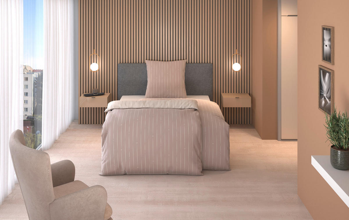 WENDEBETTWÄSCHE STRIPES DK Satin 135/200 cm  - Beige, Design, Textil (135/200cm) - Dieter Knoll