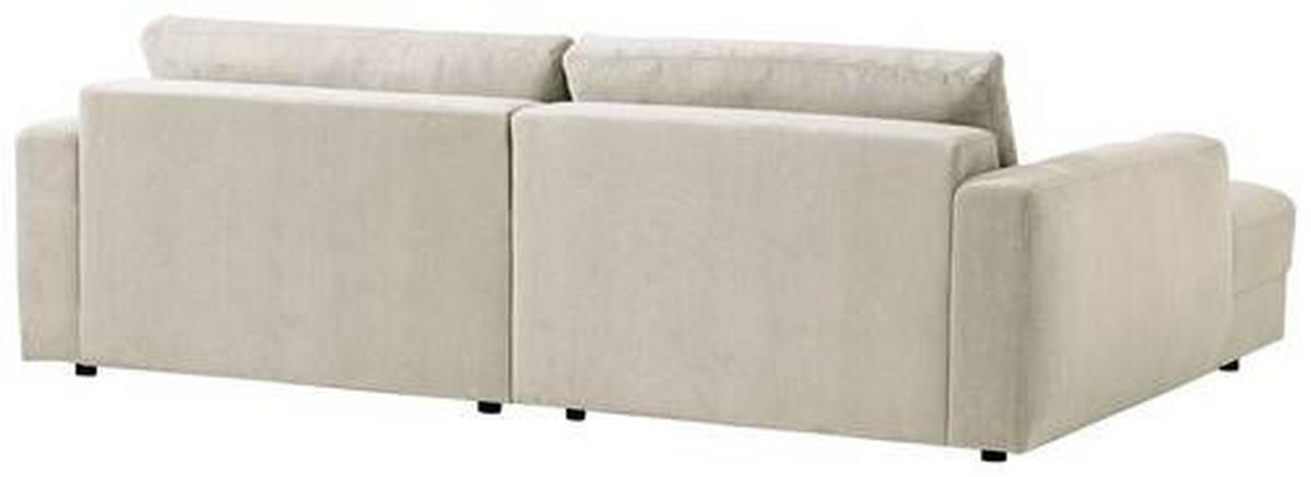 ECKSOFA in Cord Creme  - Creme/Schwarz, Modern, Textil (176/250cm) - Trendmanufaktur