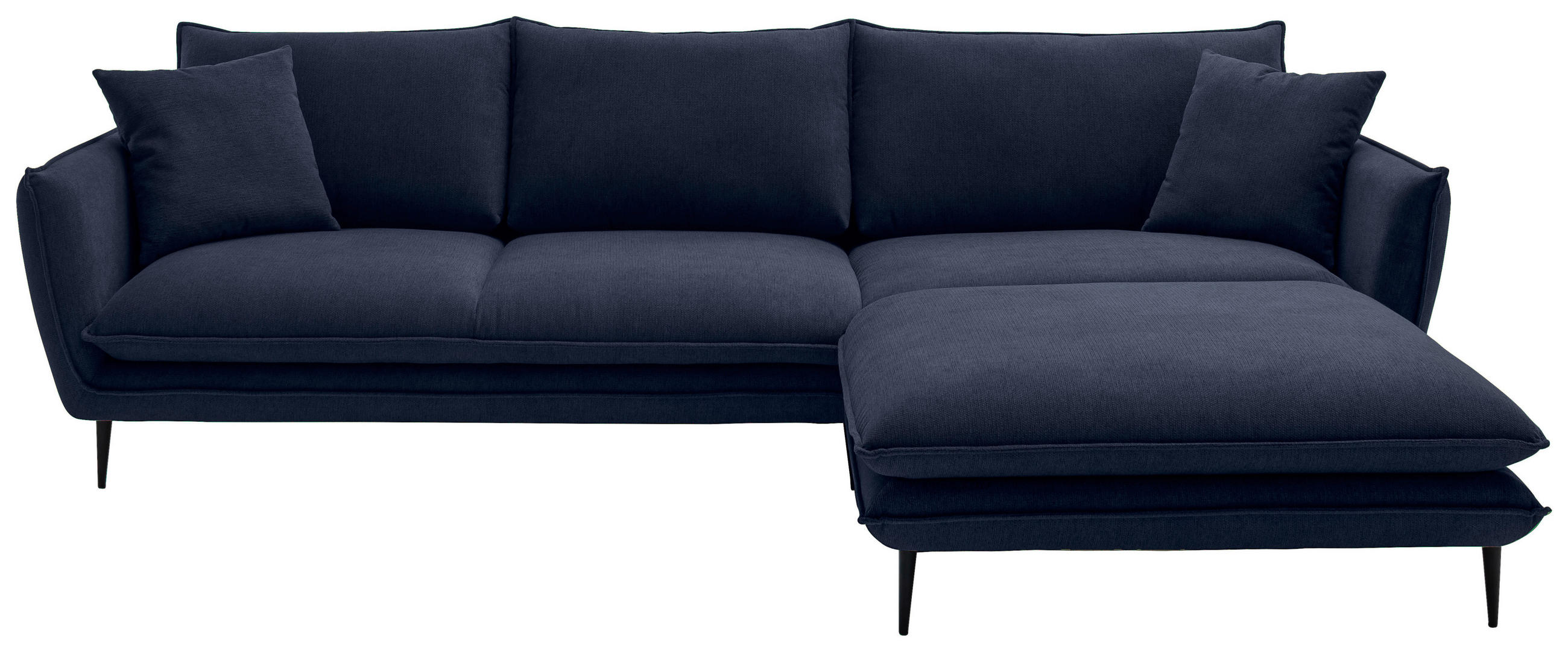 ECKSOFA Dunkelblau Webstoff  - Schwarz/Dunkelblau, KONVENTIONELL, Textil/Metall (304/196cm) - Hom`in