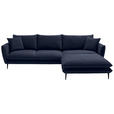 ECKSOFA  in Webstoff Dunkelblau  304/196 cm  - Schwarz/Dunkelblau, KONVENTIONELL, Textil/Metall (304/196cm) - Hom`in