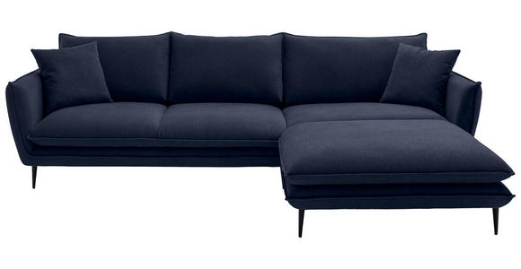 ECKSOFA  in Webstoff Dunkelblau  304/196 cm  - Schwarz/Dunkelblau, KONVENTIONELL, Textil/Metall (304/196cm) - Hom`in