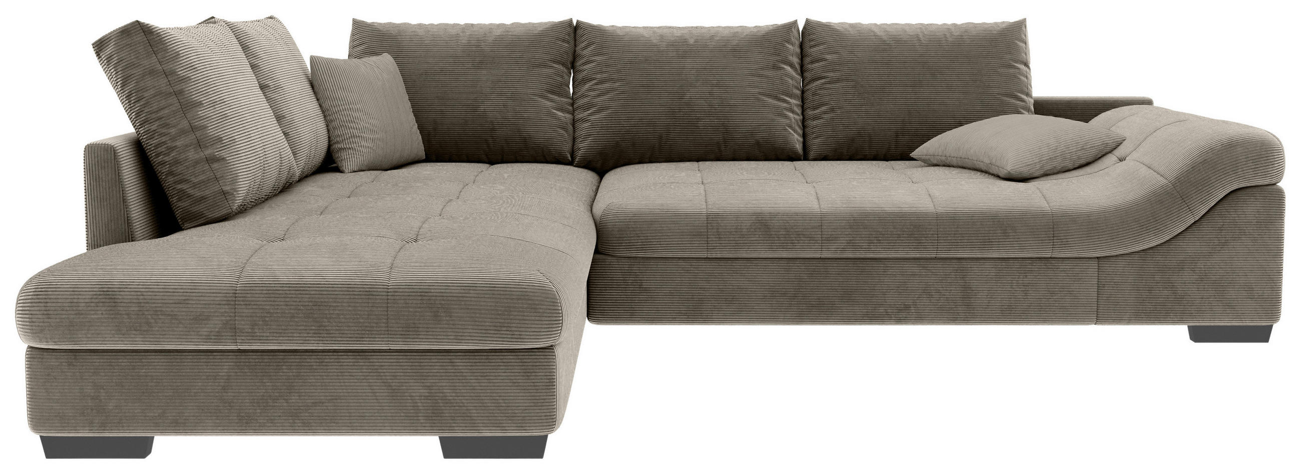 ECKSOFA Taupe Cord Zierkissen, Rückenkissen, Rücken echt  - Taupe/Schwarz, KONVENTIONELL, Holz/Textil (202/298cm) - Carryhome