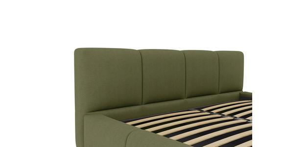 POLSTERBETT 180/200 cm,  in Grün, Lattenrost, Bettkasten,  - Schwarz/Grün, Design, Holz/Textil (180/200cm) - Xora