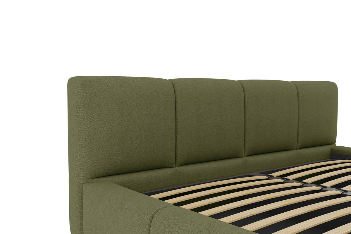 POLSTERBETT 180/200 cm,  in Grün, Lattenrost, Bettkasten,  - Schwarz/Grün, Design, Holz/Textil (180/200cm) - Xora