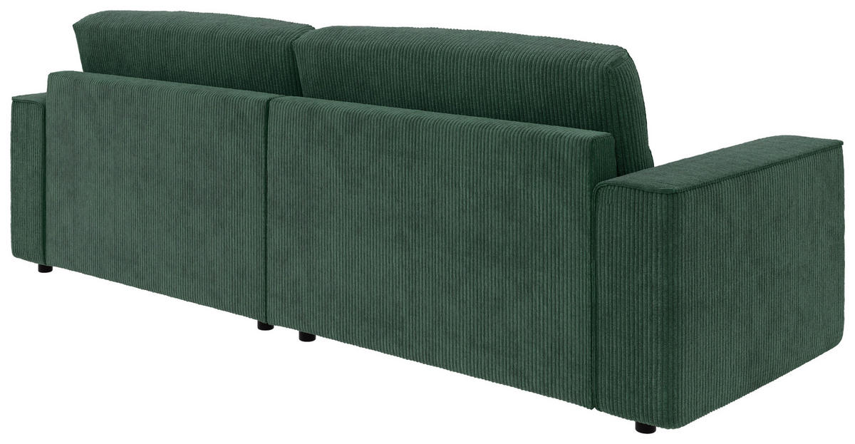 ECKSOFA in Cord Dunkelgrün  - Dunkelgrün/Schwarz, Modern, Kunststoff/Textil (265/164cm) - Trendmanufaktur