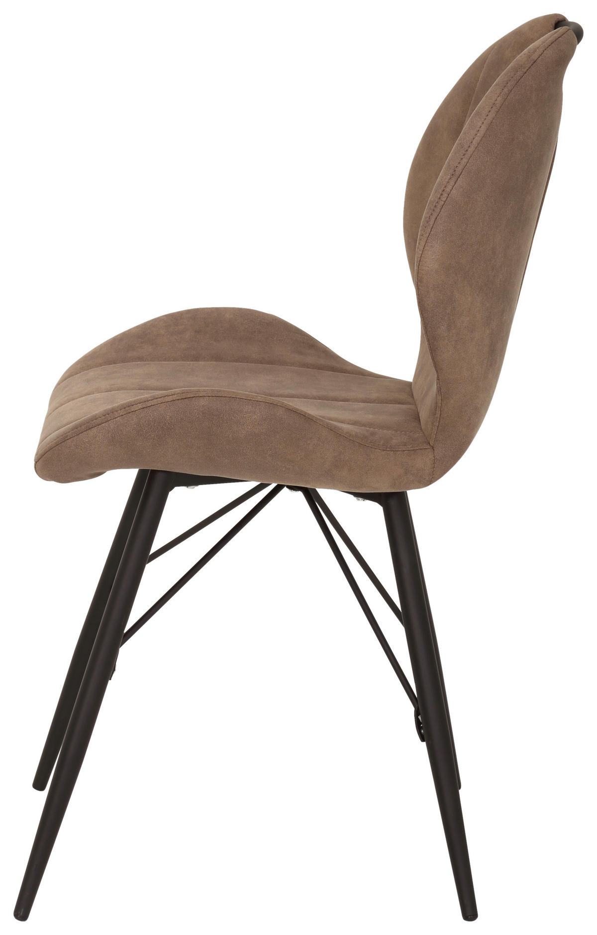 STUHL-SET 2 Stück  in Stahl Mikrofaser Metall, Textil  - Schlammfarben/Schwarz, MODERN, Textil/Metall (50/86/56cm) - MID.YOU