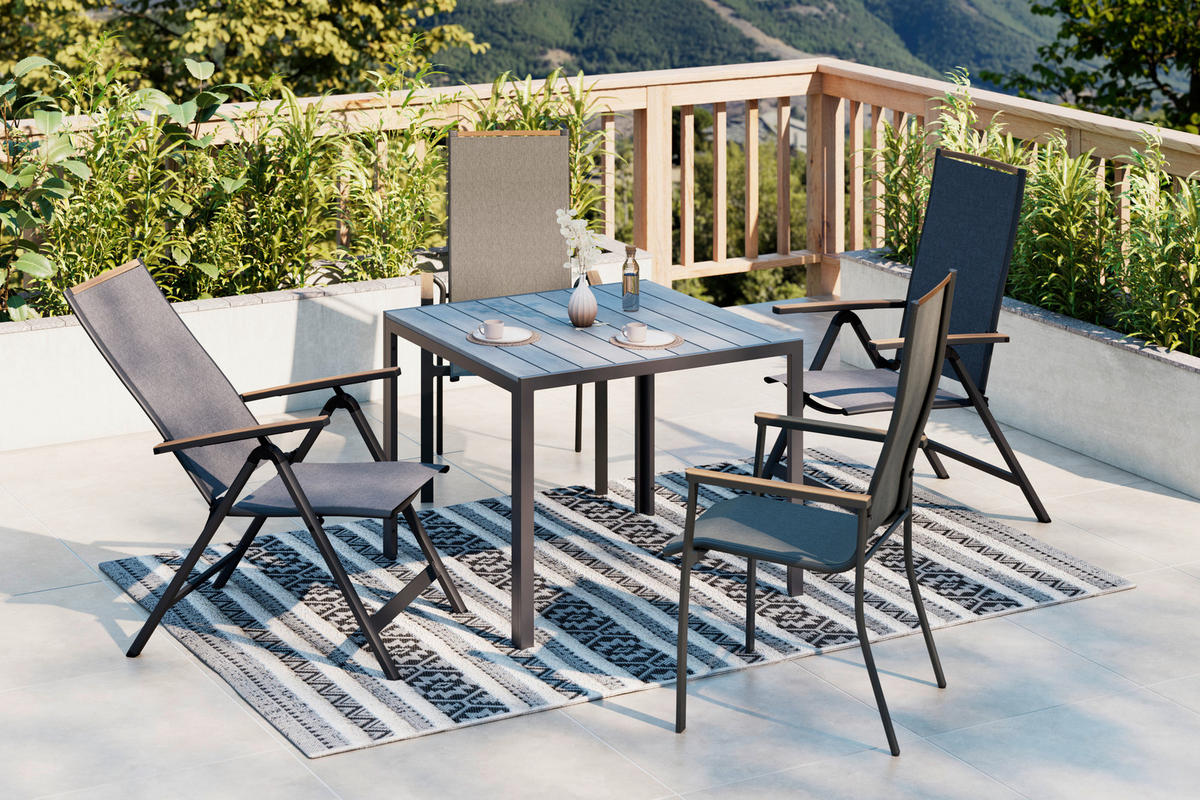 GARTENTISCH 90/90/74 cm Metall, Kunststoff quadratisch  - Dunkelgrau/Grau, MODERN, Kunststoff/Metall (90/90/74cm) - Ambia Garden