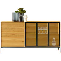 SIDEBOARD Eichefarben  196,5/102,6/47 cm  - Eichefarben/Schwarz, Design, Glas/Holz (196,5/102,6/47cm) - Anrei