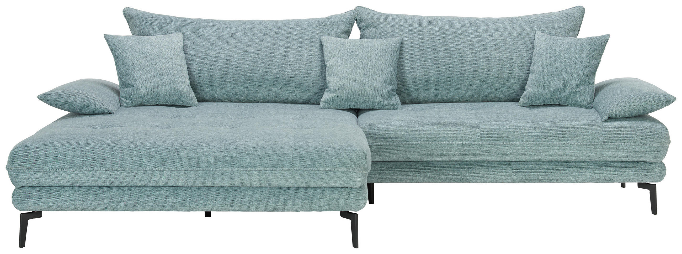 ECKSOFA in Webstoff Blau  176/292 cm  - Blau/Schwarz, MODERN, Textil/Metall (176/292cm) - Carryhome