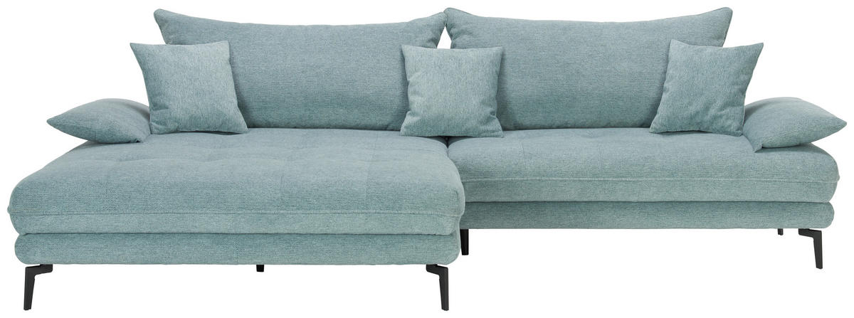 ECKSOFA in Webstoff Blau  176/292 cm  - Blau/Schwarz, MODERN, Textil/Metall (176/292cm) - Carryhome