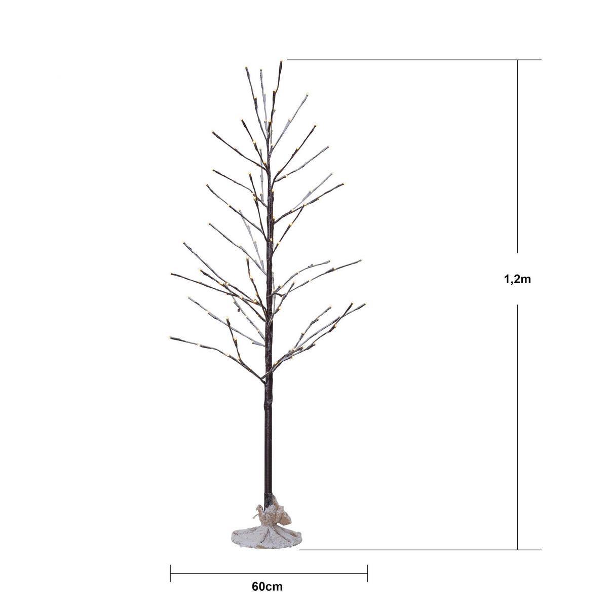 DEKOBAUM - Braun/Weiß, Basics, Kunststoff/Metall (60/120cm) - Eglo