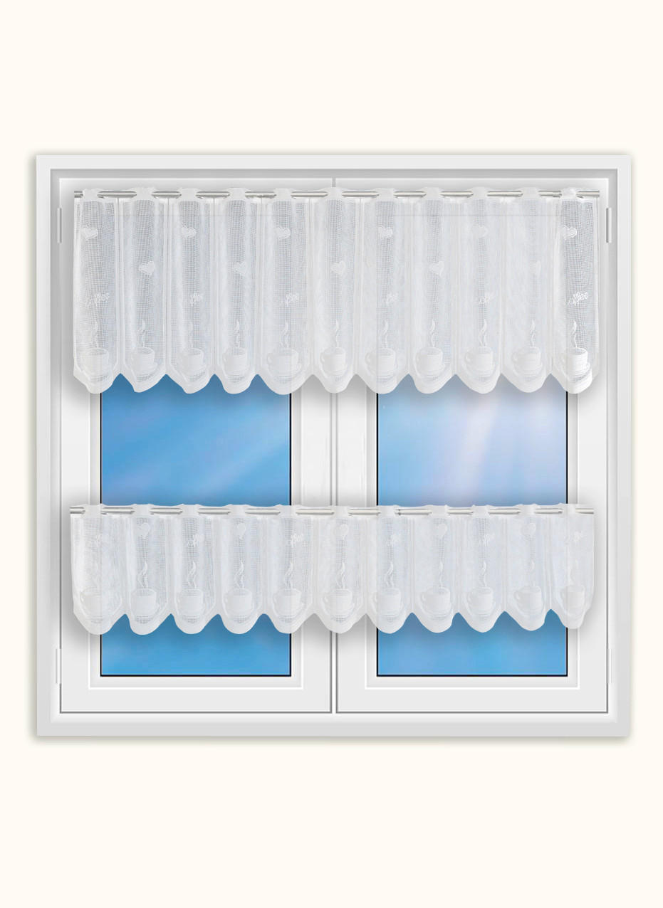 KURZGARDINENSET   160/80 cm   - Weiß, KONVENTIONELL, Textil (160/80cm)