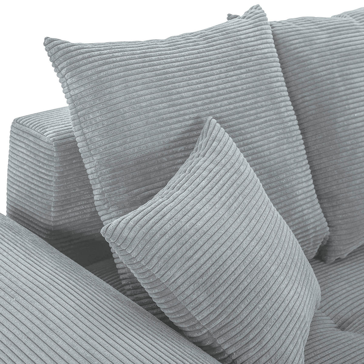 BIGSOFA in Cord Hellgrau  - Eichefarben/Hellgrau, Konventionell, Holz/Textil (270/72/109cm) - Carryhome
