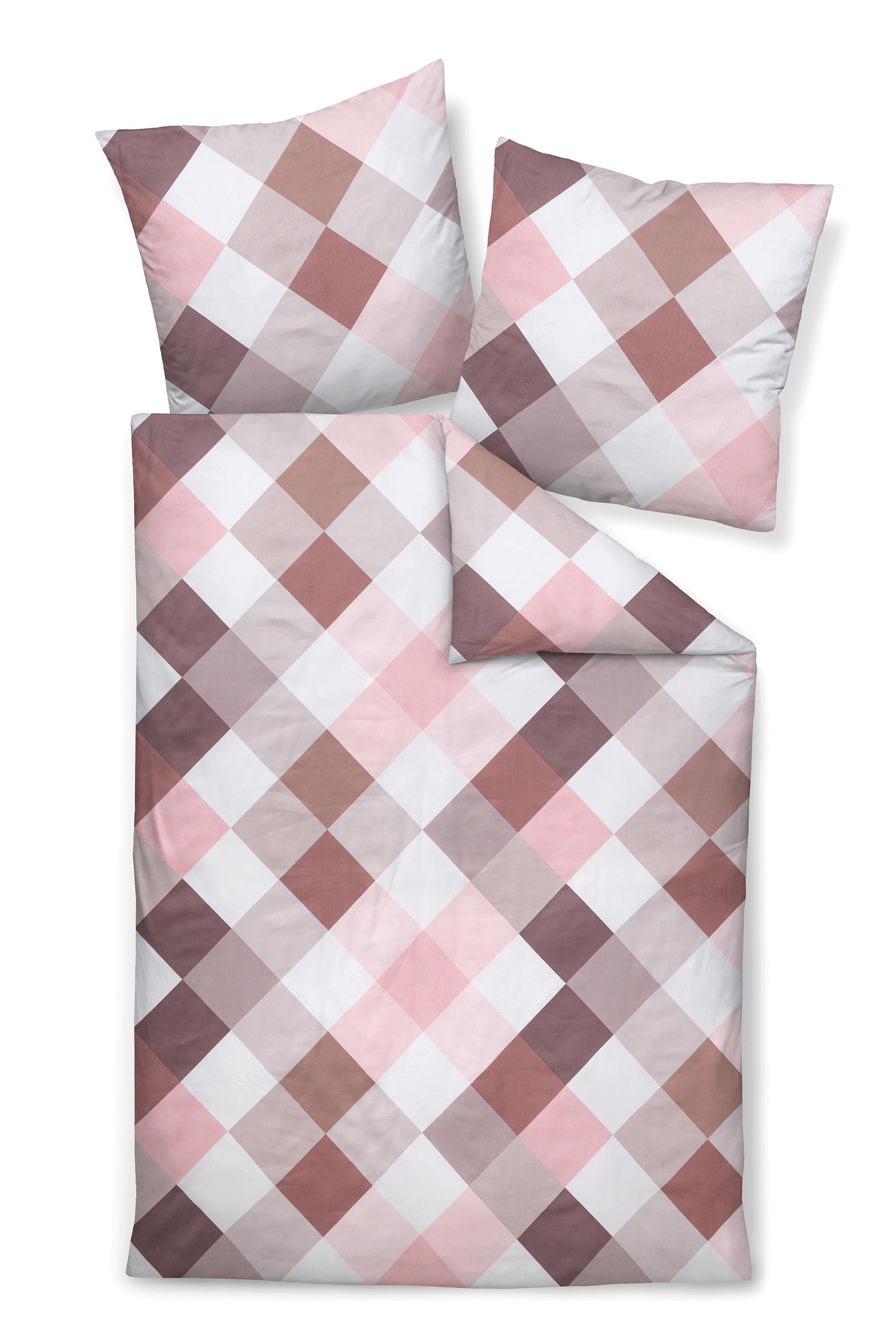 POSTELJNINA PALERMO 135/200 cm mako saten temno roza, bela, roza  - temno roza/roza, Konvencionalno, tekstil (135/200cm) - Janine
