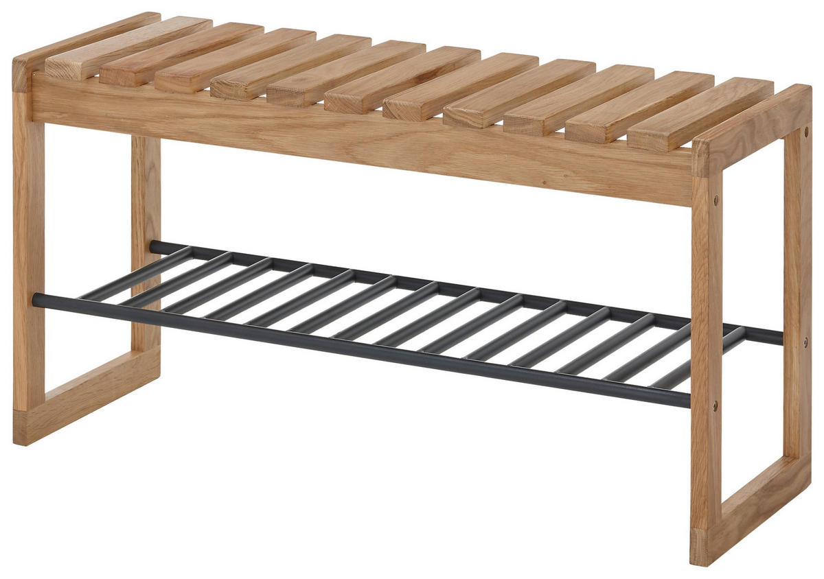 GARDEROBENBANK - Eichefarben/Schwarz, Basics, Holz/Metall (88/45/30cm)