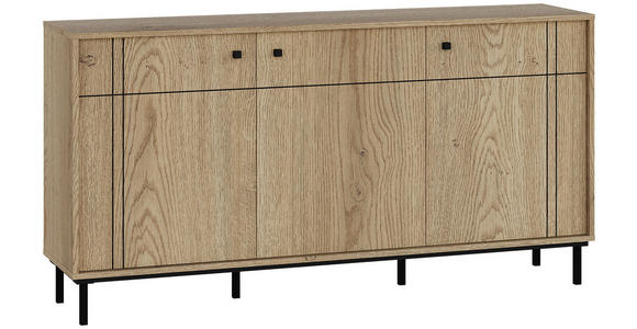 SIDEBOARD  in 160,2/81,8/37 cm  - Eichefarben/Schwarz, MODERN, Holzwerkstoff/Kunststoff (160,2/81,8/37cm) - Carryhome