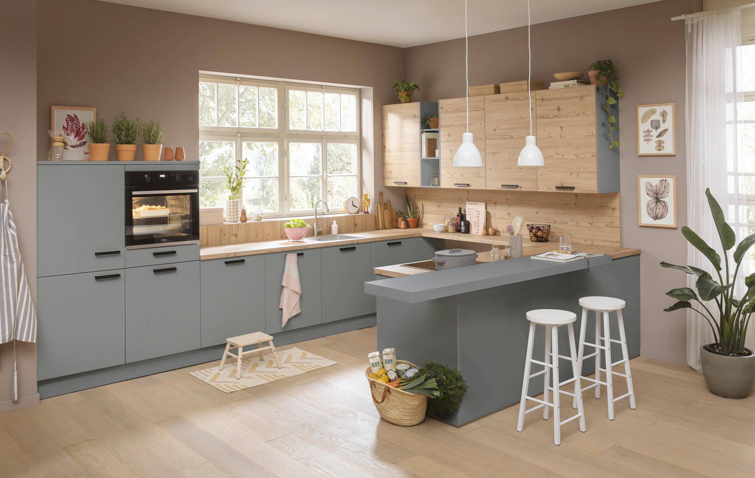 CUISINE   - Fichtefarben/Grau, Design, Holzwerkstoff - Novel