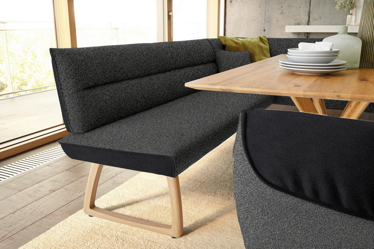ECKBANK in Textil Anthrazit, Schwarz  - Eichefarben/Anthrazit, Design, Holz/Textil (162/237cm) - Koinor