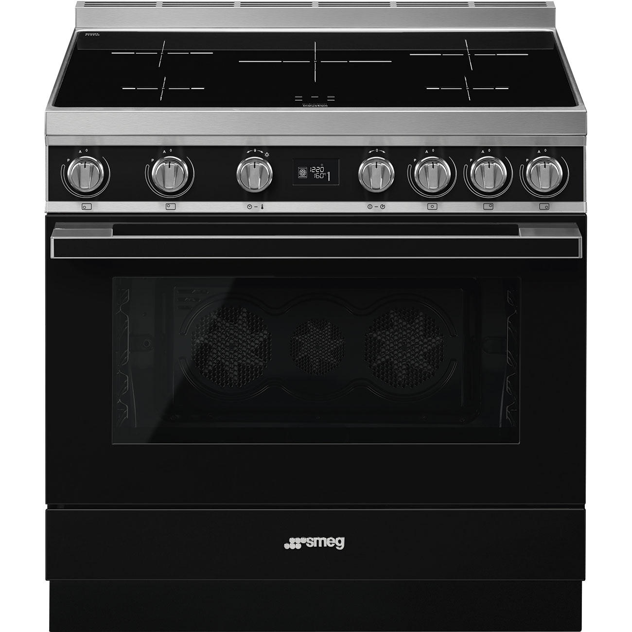 Smeg Herd Portofino Schwarz 90x90x60 cm