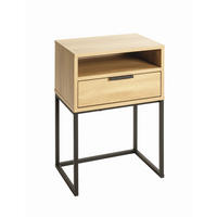 NACHTSCHRANK 40/60/28 cm  - Eichefarben/Schwarz, MODERN, Holzwerkstoff/Metall (40/60/28cm)