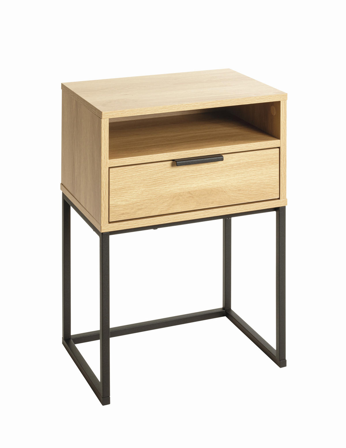 NACHTSCHRANK 40/60/28 cm  - Eichefarben/Schwarz, MODERN, Holzwerkstoff/Metall (40/60/28cm)