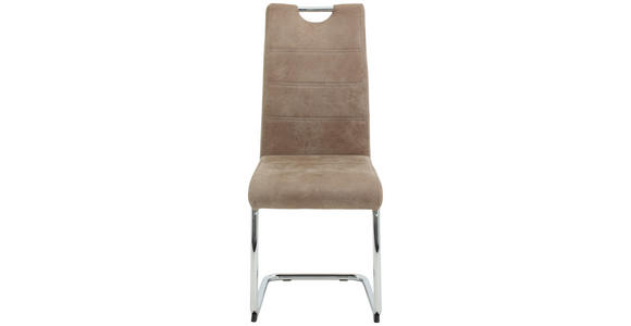 SCHWINGSTUHL in Mikrofaser - Chromfarben/Beige, KONVENTIONELL, Textil/Metall (43/98/59cm) - Carryhome