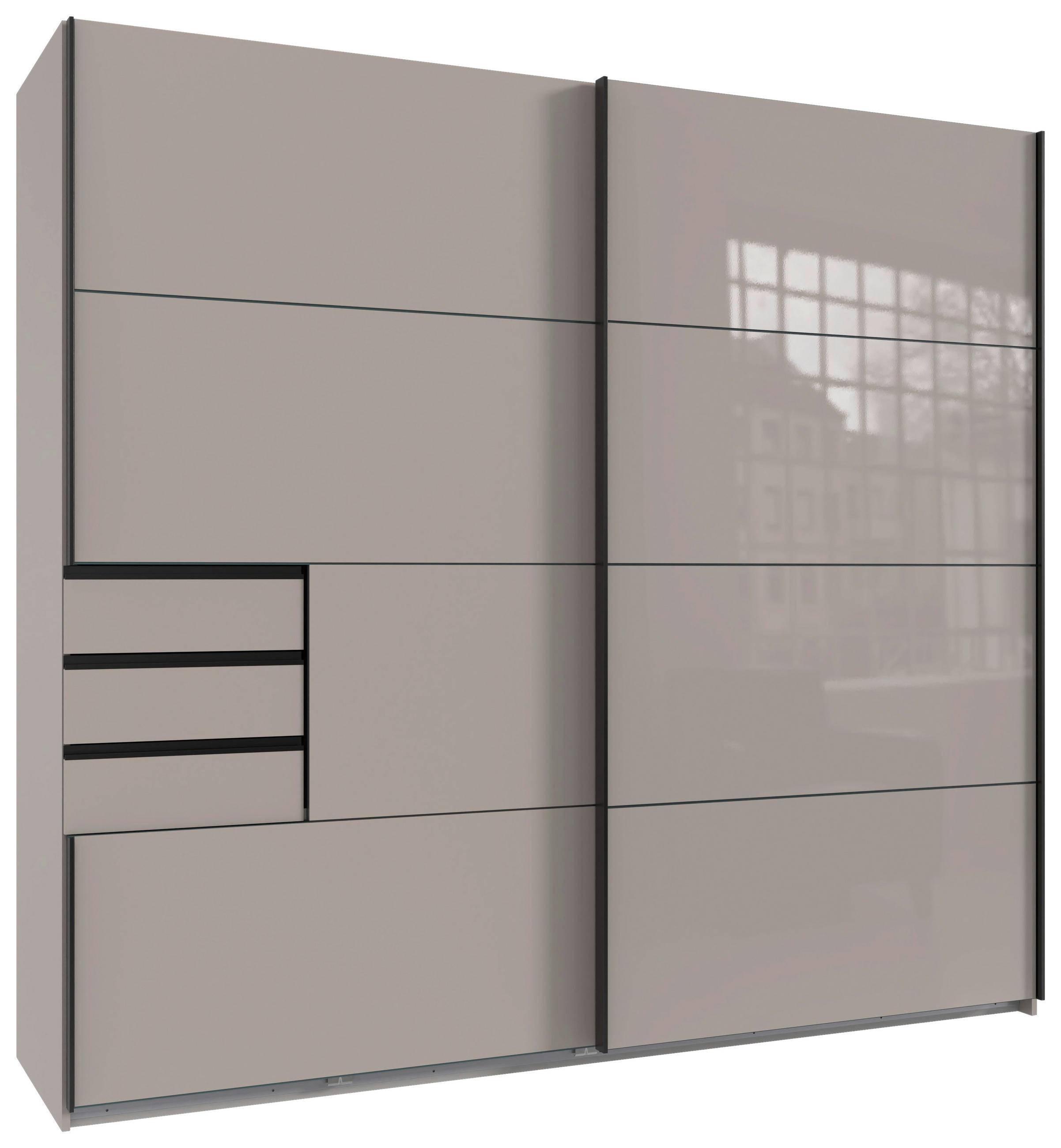 SCHWEBETÜRENSCHRANK 225/208/64 cm 2-türig Beige, Greige  - Greige/Beige, MODERN, Holzwerkstoff/Metall (225/208/64cm) - MID.YOU