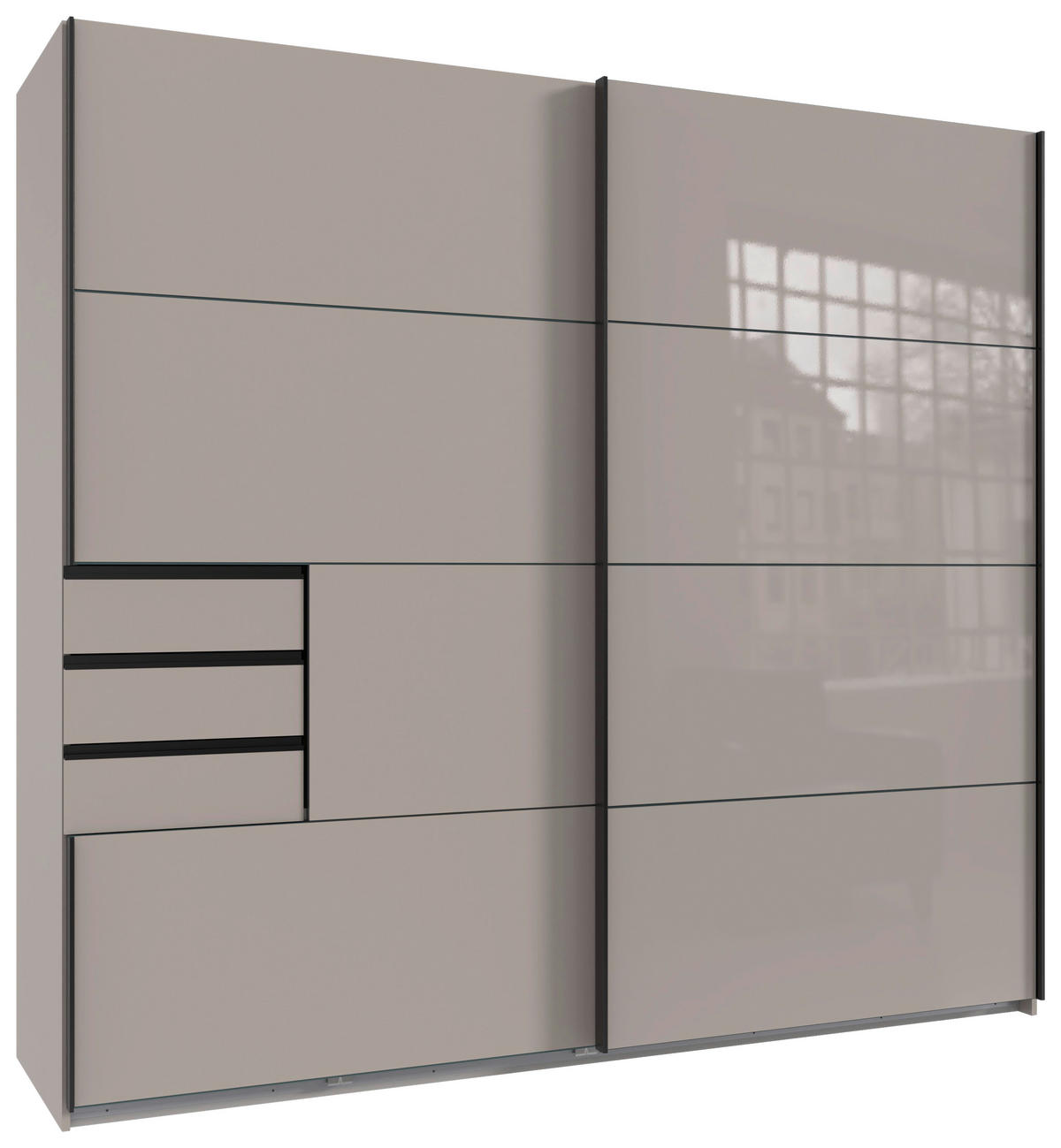 GARDEROB MED SKJUTDÖRRAR 225/208/64 cm 2-dörrar - beige/greige, Modern, metall/trämaterial (225/208/64cm) - MID.YOU