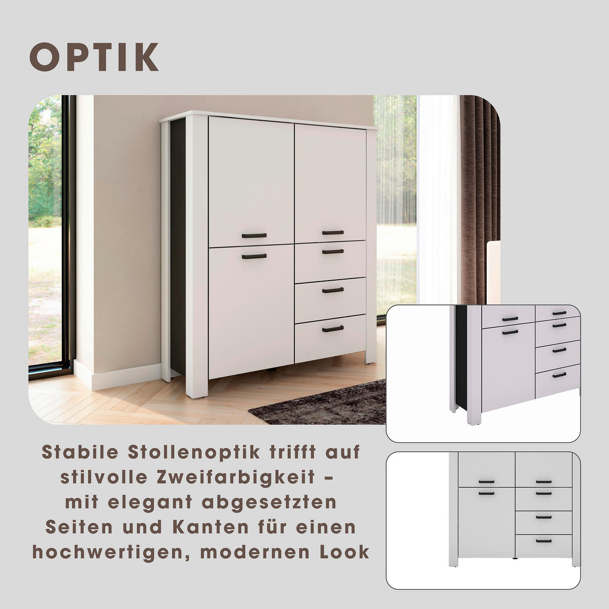 HIGHBOARD  in 120/137/40 cm  - Schwarz/Weiß, Design, Holzwerkstoff/Kunststoff (120/137/40cm) - MID.YOU