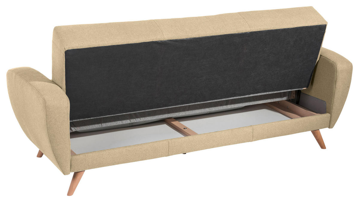 3-SITZER-SOFA Samt, Velours Beige  - Beige/Naturfarben, Design, Holz/Textil (208/85/82cm) - Max Winzer