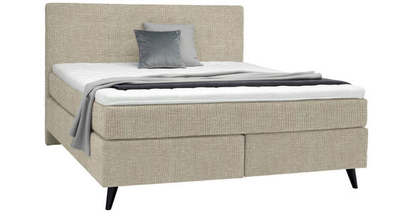 BOXSPRINGBETT 180/200 cm in Beige - Beige/Schwarz, KONVENTIONELL, Holz/Textil (180/200cm) - Voleo