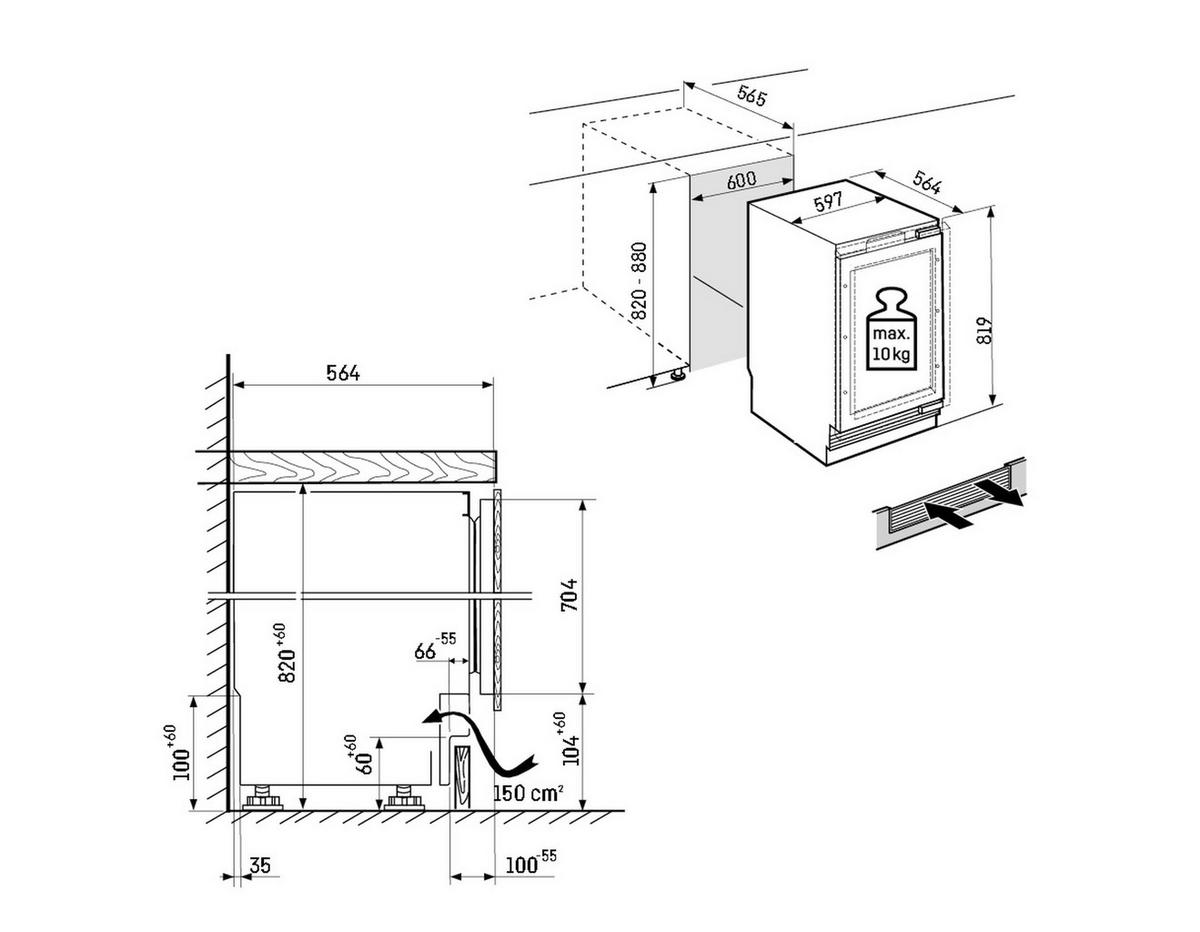 KÜHLSCHRANK 59,7/81,9/56,4 cm UORPR366I-20 Outdoor - Unterbaukühlschrank  - Anthrazit, Basics, Glas/Metall (59,7/81,9/56,4cm) - Liebherr