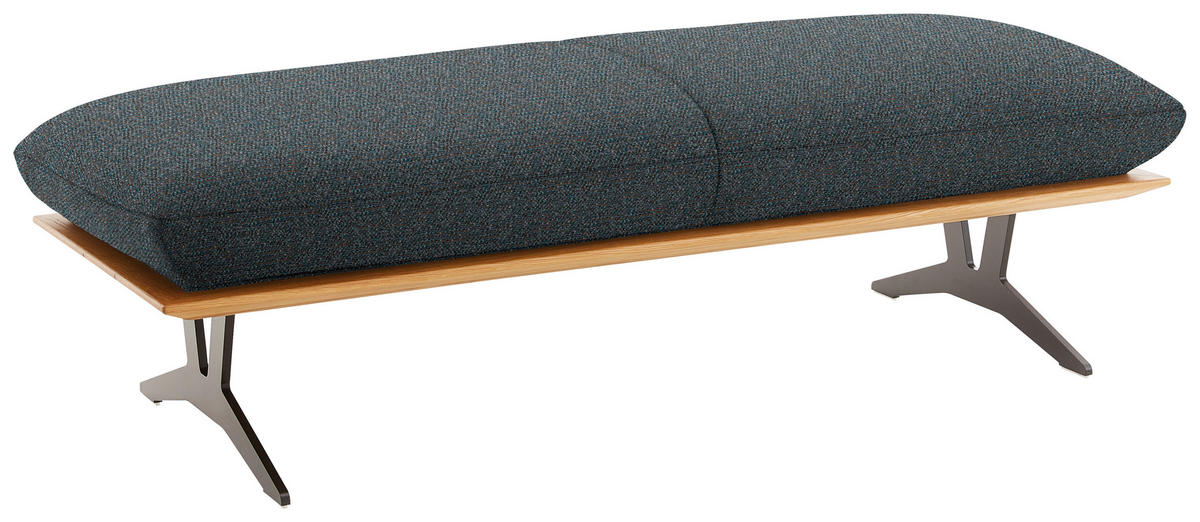 HOCKERBANK in Holz, Textil Blau  - Blau/Schwarz, Design, Holz/Textil (150/43/60cm) - Dieter Knoll