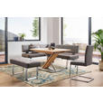 ECKBANK 226/156 cm in Grau, Edelstahlfarben - Edelstahlfarben/Grau, Design, Textil/Metall (226/156cm) - Moderano