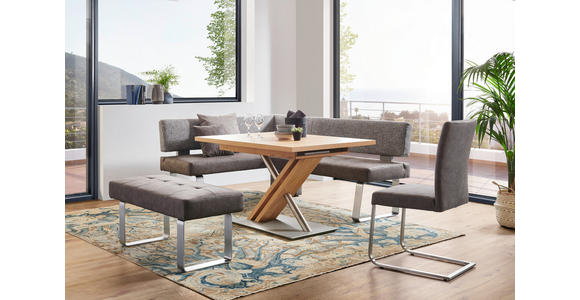ECKBANK 226/156 cm in Grau, Edelstahlfarben - Edelstahlfarben/Grau, Design, Textil/Metall (226/156cm) - Moderano