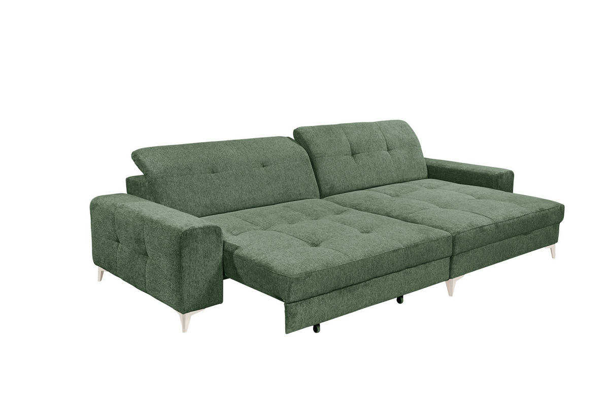 ECKSOFA Mikrovelours Dunkelgrün  - Kaschmir/Dunkelgrün, Design, Kunststoff/Textil (328/182cm) - MID.YOU