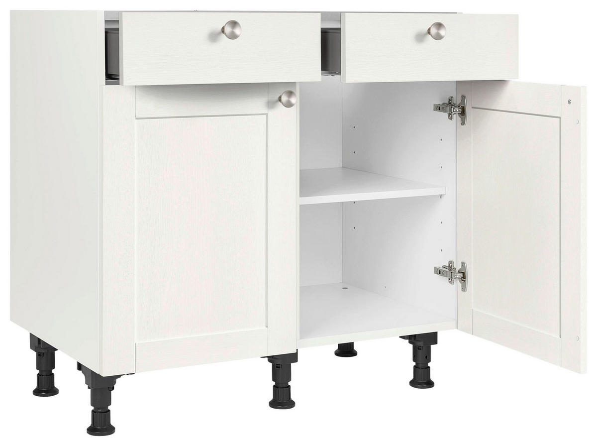 SCHUBKASTENUNTERSCHRANK 90/87/56 cm  in Weiß  - Edelstahlfarben/Weiß, MODERN, Holzwerkstoff/Metall (90/87/56cm) - Nobilia