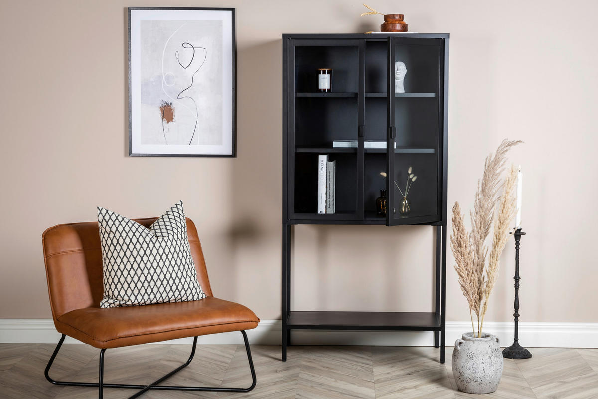 VITRINE in Schwarz  - Schwarz, Design, Metall (75/150/35cm) - Livetastic