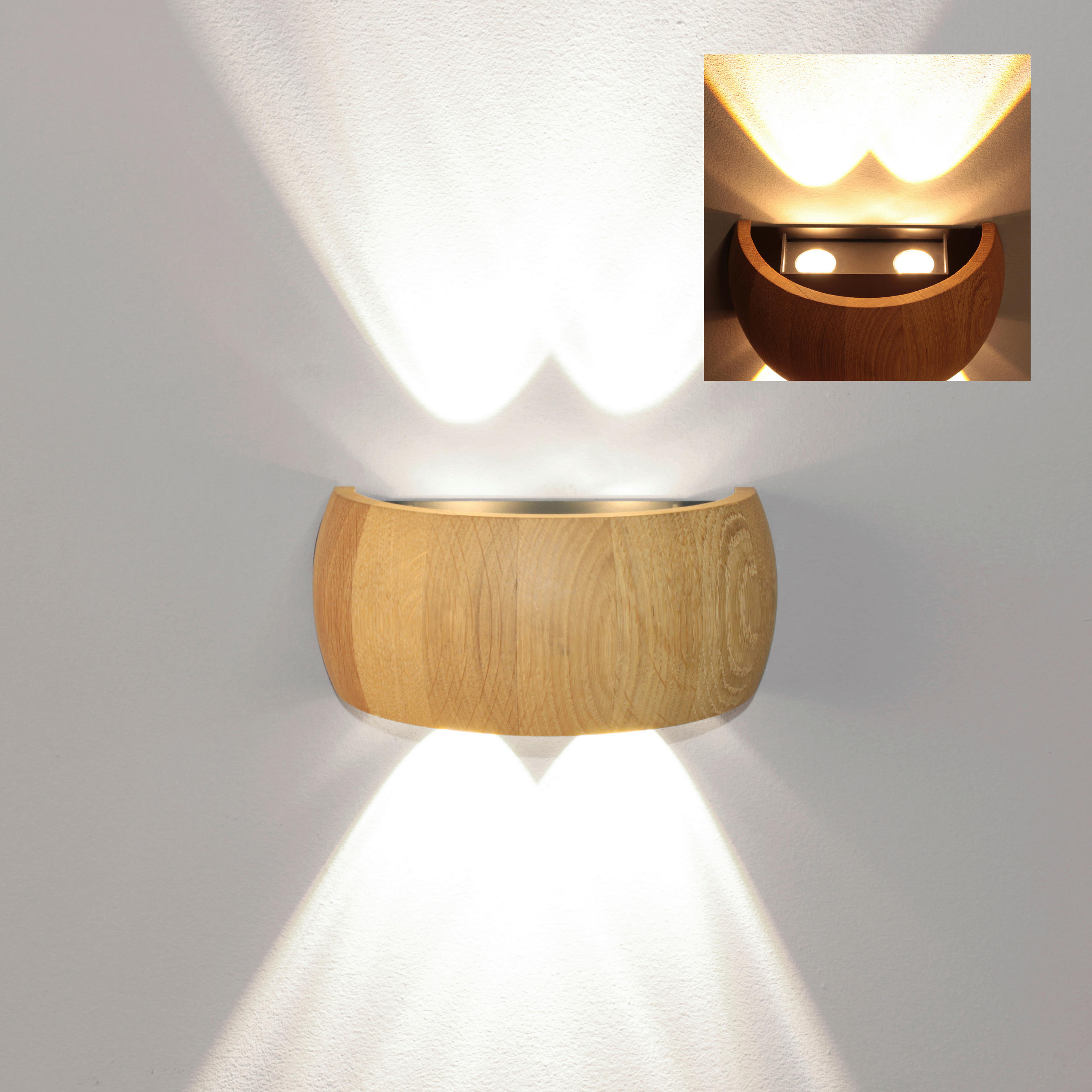 LED-WANDLEUCHTE 20/10/9 cm   - Natur, Holz/Metall (20/10/9cm)
