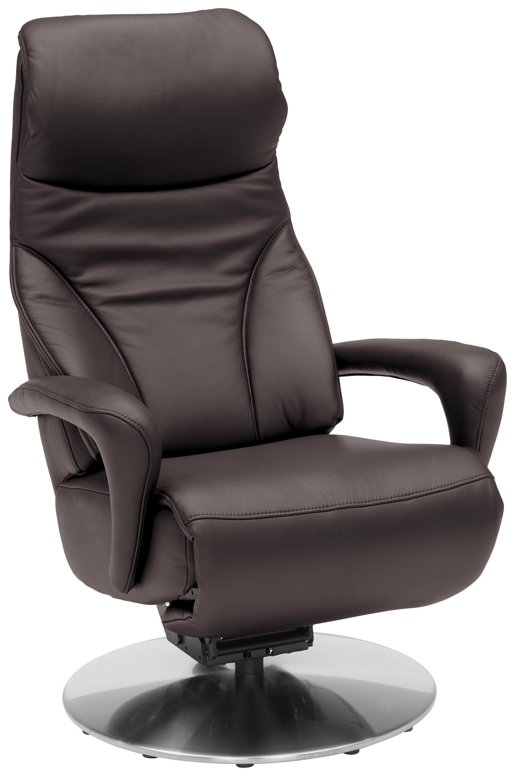 RELAXSESSEL in Leder Mokka  - Edelstahlfarben/Mokka, Design, Leder/Metall (75/117/88cm) - Dieter Knoll